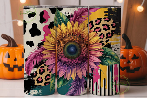 Sunflower Leopard Print 20oz Tumbler Sublimation PixelChick 