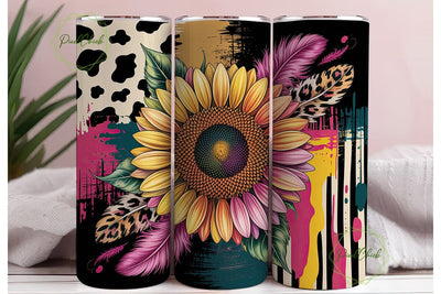 Sunflower Leopard Print 20oz Tumbler Sublimation PixelChick 