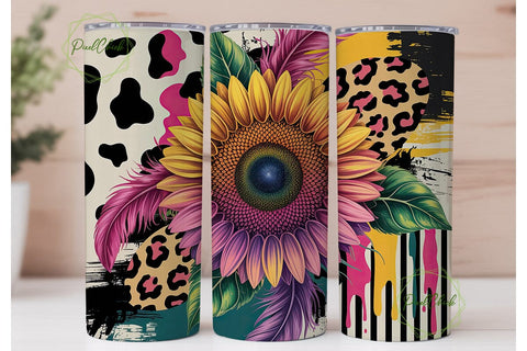 Sunflower Leopard Print 20oz Tumbler Sublimation PixelChick 