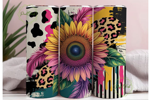 Sunflower Leopard Print 20oz Tumbler Sublimation PixelChick 