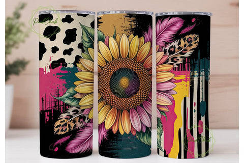 Sunflower Leopard Print 20oz Tumbler Sublimation PixelChick 