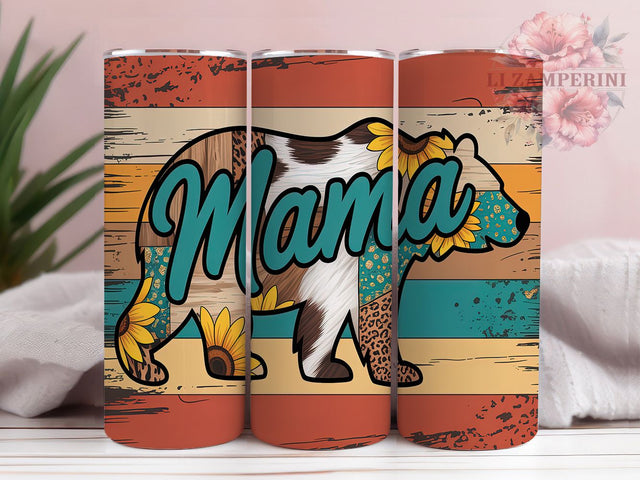 Sunflower Leopard Print Mama Bear Tumbler Wrap, Sunflower Tumbler Wrap, Leopard Print Wrap, Cowhide Tumbler Design, 20oz Sublimation Wrap, Floral Animal Wrap, Cute Mama Bear Sublimation Li Zamperini 