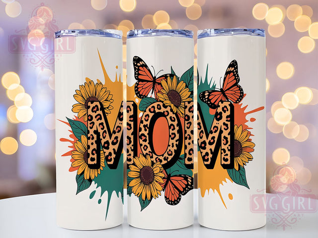 Sunflower Leopard Print Mom Tumbler, Leopard Print Wrap, 20oz Sublimation Design, Wild Mom Tumbler, Floral Animal Print Cup, Boho Mom Tumbler, Cute Mom Wrap Sublimation SvggirlplusArt 