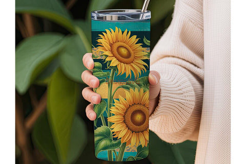 Sunflower Leopard Tumbler Wrap Sublimation DesignSVG 