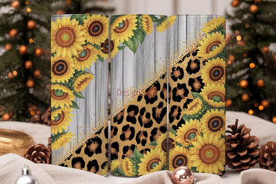 Sunflower Leopard Tumbler Wrap Sublimation DesignSVG 