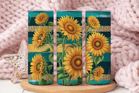 Sunflower Leopard Tumbler Wrap Sublimation DesignSVG 