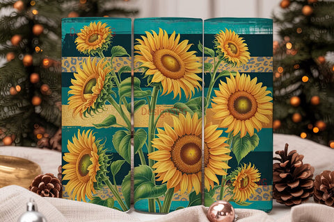 Sunflower Leopard Tumbler Wrap Sublimation DesignSVG 