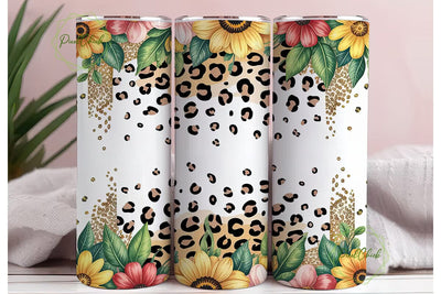 Sunflower Leopard Tumbler Wrap Sublimation PixelChick 