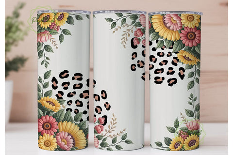 Sunflower Leopard Tumbler Wrap Sublimation PixelChick 