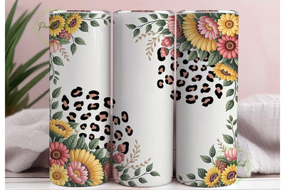 Sunflower Leopard Tumbler Wrap Sublimation PixelChick 
