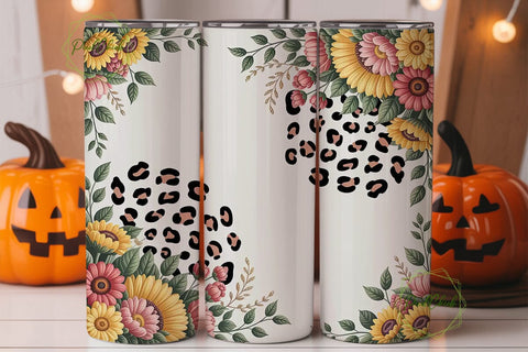 Sunflower Leopard Tumbler Wrap Sublimation PixelChick 