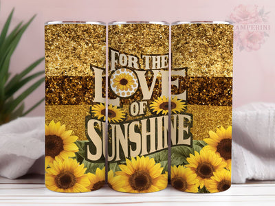 Sunflower Love 20oz Tumbler Wrap PNG, Sunflower Glitter Tumbler Png, Straight & Tapered Tumbler Wrap, Instant Digital Download Sublimation Li Zamperini 