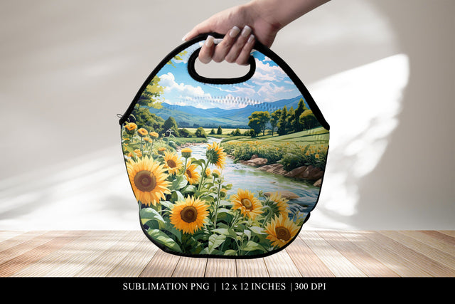 Sunflower Lunch Bag Design, Digital Sublimation PNG Sublimation BijouBay 