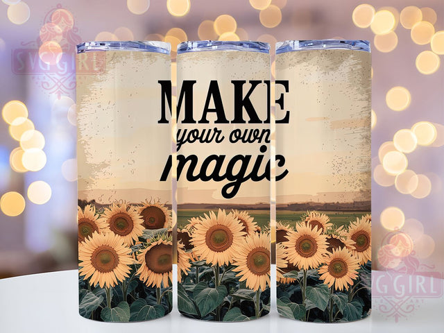 Sunflower Magic Quote 20oz Tumbler, Inspirational Gift, Sublimation Wrap, Positive Mug, 20oz Tumbler Design, Magic Quote Art, Faith Theme Sublimation SvggirlplusArt 