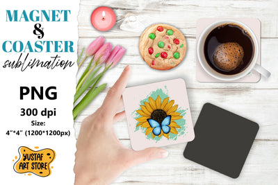 Sunflower magnet/coaster sublimation. Sunflower sublimation Sublimation Yustaf Art Store 