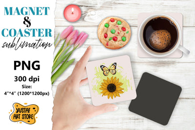 Sunflower magnet/coaster sublimation. Sunflower sublimation Sublimation Yustaf Art Store 