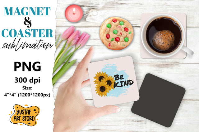 Sunflower magnet/coaster sublimation. Sunflower sublimation Sublimation Yustaf Art Store 
