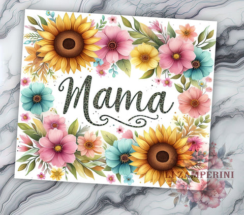 Sunflower Mama 20 oz Skinny Tumbler Sublimation Design, Straight & Tapered Tumbler Png, Leopard MAMA Tumbler Png, Digital Download PNG Sublimation Li Zamperini 