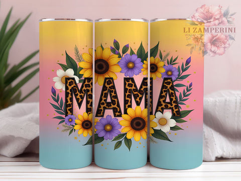 Sunflower Mama 20oz Tumbler, Sunflower Gift, 20oz Sublimation Wrap, Floral Mama Tumbler, Mother's Day Tumbler, Mom Life Design, Flower Lover Gift Sublimation Li Zamperini 