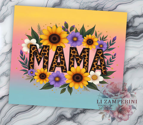 Sunflower Mama 20oz Tumbler, Sunflower Gift, 20oz Sublimation Wrap, Floral Mama Tumbler, Mother's Day Tumbler, Mom Life Design, Flower Lover Gift Sublimation Li Zamperini 
