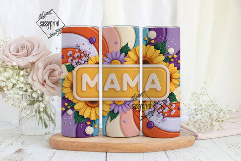 Sunflower Mama 20oz Tumbler Wrap Sublimation sassyprint 