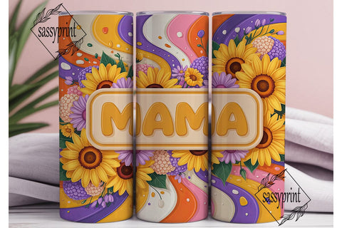 Sunflower Mama 20oz Tumbler Wrap Sublimation sassyprint 