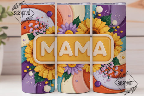 Sunflower Mama 20oz Tumbler Wrap Sublimation sassyprint 