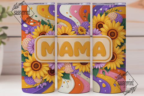 Sunflower Mama 20oz Tumbler Wrap Sublimation sassyprint 