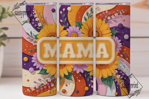 Sunflower Mama 20oz Tumbler Wrap Sublimation sassyprint 
