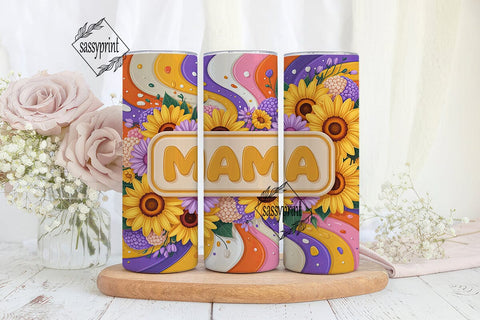 Sunflower Mama 20oz Tumbler Wrap Sublimation sassyprint 