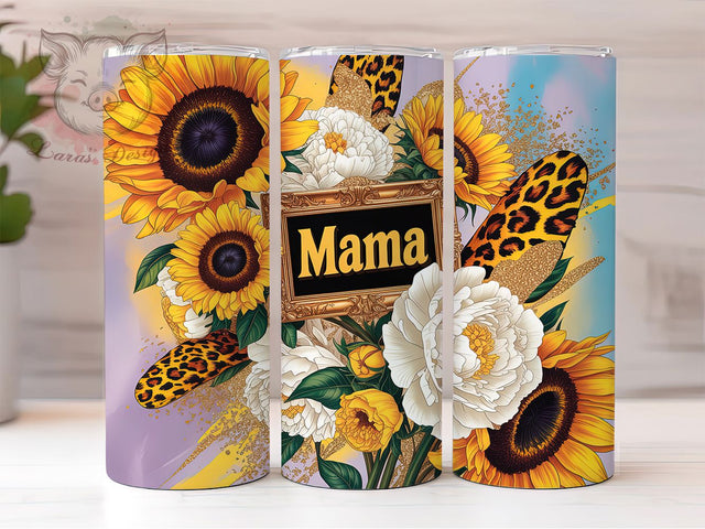 Sunflower Mama Elegant 20oz Tumbler Wrap, Elegant Wrap, Mom Design, Floral Inspiration, Mother’s Day, 20oz Tumbler Wrap, Sublimation PNG Sublimation Lara' s Designs 