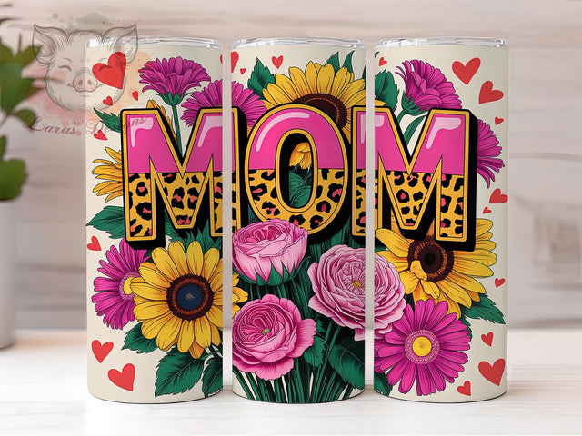 Sunflower Mama Floral 20oz Tumbler Wrap, Mom Wrap, Floral Design, Mother’s Day, Seamless Pattern, 20oz Tumbler Wrap, Sublimation PNG Sublimation Lara' s Designs 