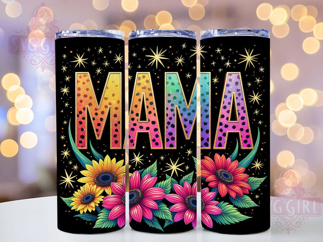 Sunflower Mama Glitter Leopard Tumbler, Glitter Leopard Tumbler, Mom Life 20oz Wrap, Boho Mom Tumbler, Animal Print Floral Tumbler, Seamless Sublimation Wrap, Trendy Mom Gift Sublimation SvggirlplusArt 