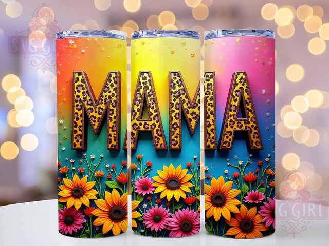 Sunflower Mama Glitter Leopard Tumbler, Glitter Leopard Tumbler, Mom Life 20oz Wrap, Boho Mom Tumbler, Animal Print Floral Tumbler, Seamless Sublimation Wrap, Trendy Mom Gift Sublimation SvggirlplusArt 