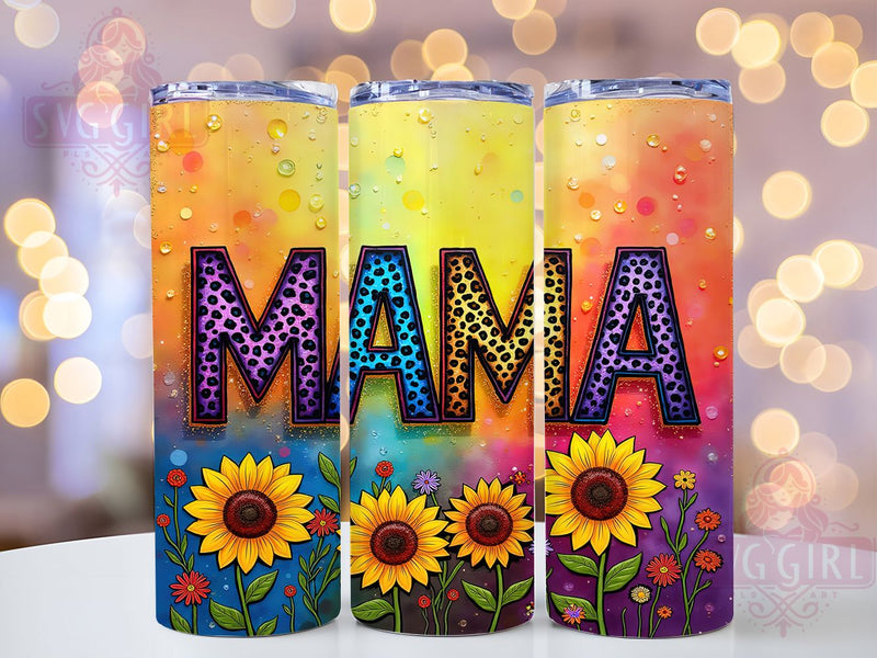 Sunflower Mama Glitter Leopard Tumbler, Glitter Leopard Tumbler, Mom Life 20oz Wrap, Boho Mom Tumbler, Animal Print Floral Tumbler, Seamless Sublimation Wrap, Trendy Mom Gift Sublimation SvggirlplusArt 