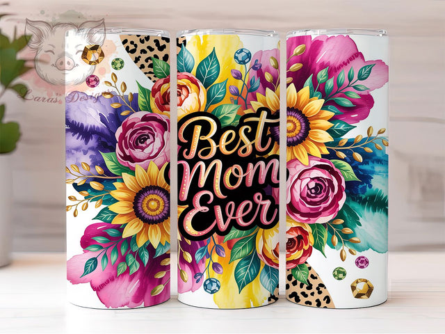 Sunflower Mama Rose 20oz Tumbler Wrap, Best Mom Ever, Rose Floral, Mother’s Day, Floral Design, 20oz Tumbler Wrap, Sublimation PNG Sublimation Lara' s Designs 