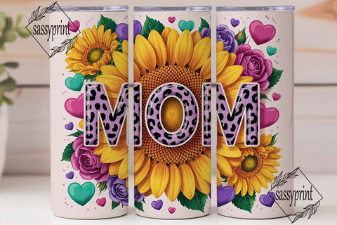 Sunflower MOM Leopard Print 20oz Tumbler Sublimation sassyprint 
