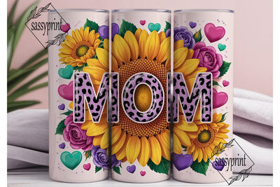 Sunflower MOM Leopard Print 20oz Tumbler Sublimation sassyprint 