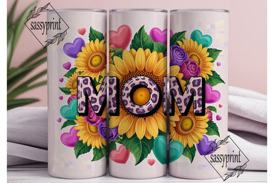 Sunflower MOM Leopard Print 20oz Tumbler Sublimation sassyprint 