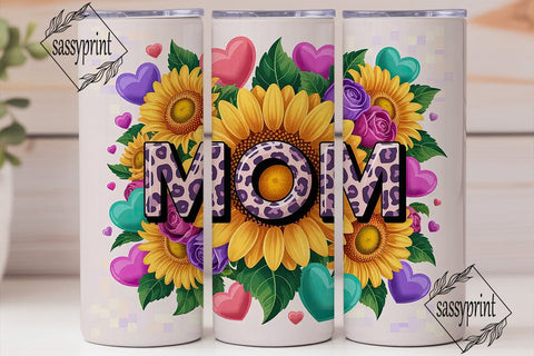 Sunflower MOM Leopard Print 20oz Tumbler Sublimation sassyprint 