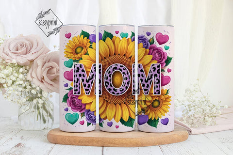 Sunflower MOM Leopard Print 20oz Tumbler Sublimation sassyprint 