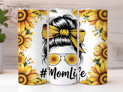 Sunflower Mom Life 20oz Tumbler, Messy Bun Tumbler, Sublimation Wrap, 20oz Tumbler Design, Mother’s Day Gift, PNG Tumbler Wrap, Mom Quote Sublimation Lara' s Designs 