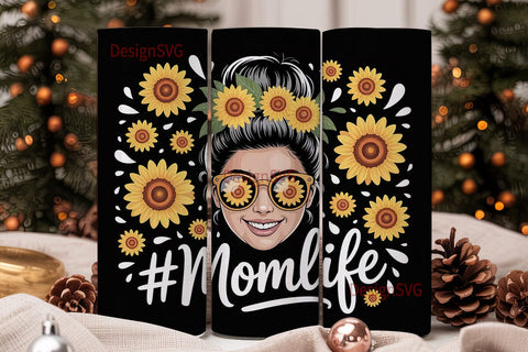 Sunflower Mom Life 20oz Tumbler Wrap Sublimation DesignSVG 