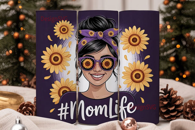 Sunflower Mom Life 20oz Tumbler Wrap Sublimation DesignSVG 