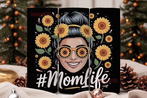 Sunflower Mom Life 20oz Tumbler Wrap Sublimation DesignSVG 