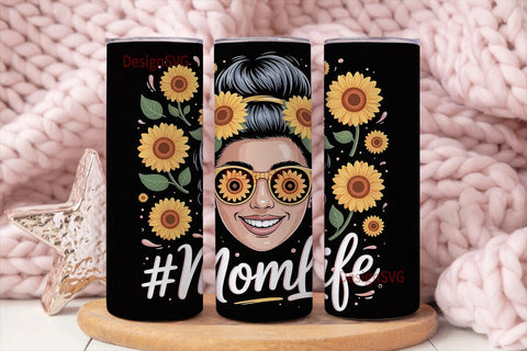 Sunflower Mom Life 20oz Tumbler Wrap Sublimation DesignSVG 