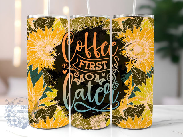 Sunflower Mom Quote Floral Blank 20 oz Tumbler Sublimation Design, Sunflower Mom Tumbler Png, Straight & Tapered Tumbler Wrap, Instant Digital Download Sublimation ToriDesigns 
