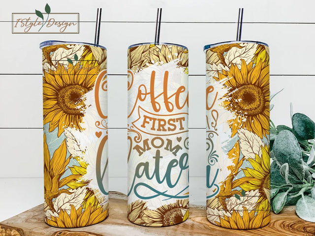 Sunflower Mom Quote Floral Blank Seamless Tumbler Wrap Add Name Tumbler Wrap Seamless Sublimation Designs Downloads - Skinny 20oz Design Sublimation iStyleDesign 