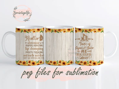 Sunflower Mug Wrap Design, Instant Digital Design Download Mug Wrap Design, Mug Design PNG Sublimation PrintingLife 