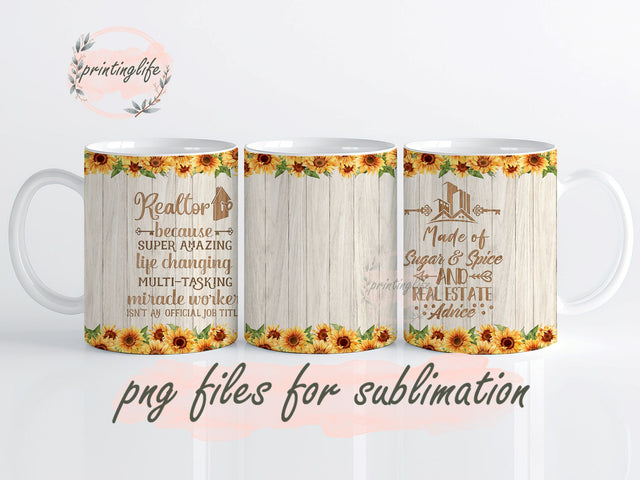 Sunflower Mug Wrap Design, Instant Digital Design Download Mug Wrap Design, Mug Design PNG Sublimation PrintingLife 